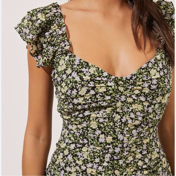 NWOT Astr Green Floral Mini Dress - Picture 3 of 9